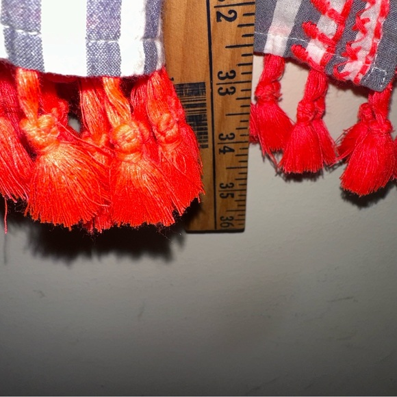 J.Crew Embroidered Tassels Swimwear Cover Up Dress Tunic Size Small Blue Coral - Picture 10 of 11